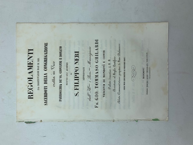 Regolamenti da osservarsi dai M. RR. Sacerdoti della Congregazione eretta in Vico parrocchia de' SS. Giovanni e Donato sotto gli auspizi di S. Filippo Neri